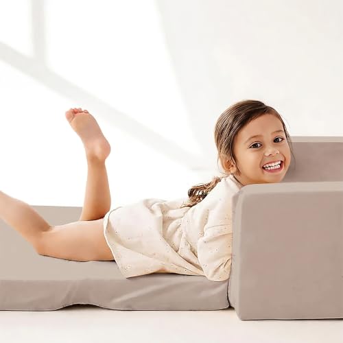Image of Baby /Couch /Playmat /Three Layers of Folding Kids Sofa /Armchair Flip Open Plush Foldable Mini /Foldable Sofa Cum Bed Chair for 6-60 Months (Upto 5 Years Kids) (Sofa -Skin)