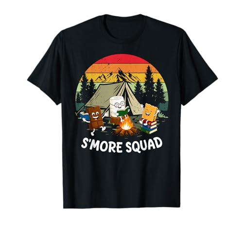 Smores Squad Marshmallow Campfire Read Book Funny Camping T-Shirt