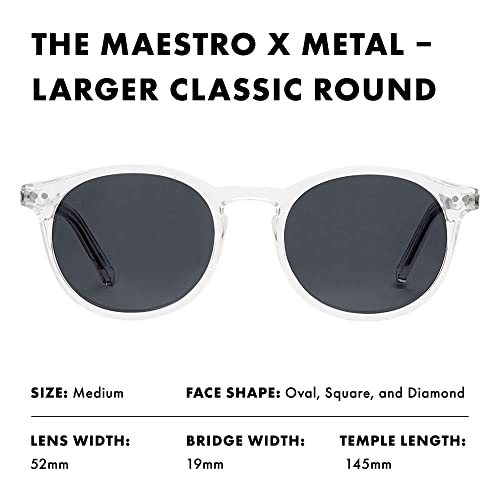 Image of PRIVE REVAUX unisex-adult The Maestro Metal X Round Sunglasses