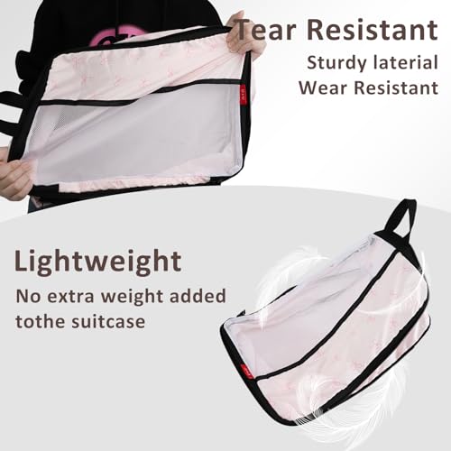 U+U 10 Set Compression Packing Cubes - Ultralight Travel Organizers with Laundry Bag and Cosmetic Bag, Space-Saving Suitcase Organizer for Travel, Business Trip and Family Vacation (Pink Bow) — view 5