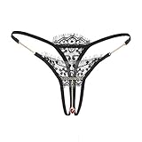 SS Queen Women Sexy Lace Sheer G-string Crotchless Pendant Underwear Panties (set1)
