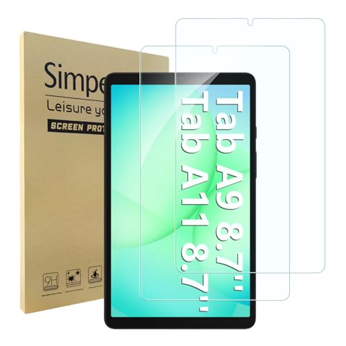 Simpeak 2-Packs Protector Pantalla Compatible con Samsung Galaxy Tab A11 2025 8,7/ Tab A9 2023(8.7''), Cristal Templado Complet Bubble Free/HD/Anti-Huella
