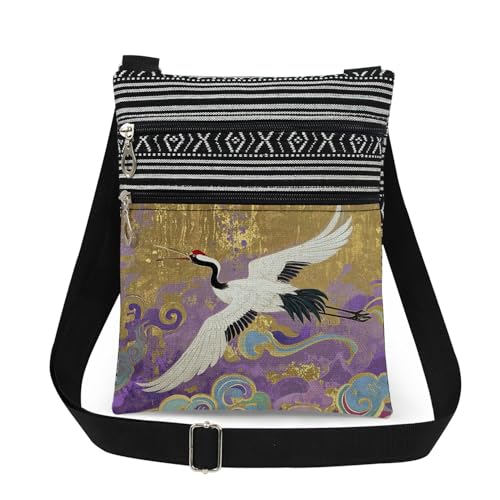 XiaoGalaee Flying Crane Crossbody Bag Adjustable Strap Flying Bird Purse