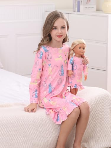 Bow Dream Toddler Girls Casual Dress Cute Cat Kids Clothes Animal Pattern Long Sleeve Dress2