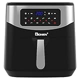 【Gesünderes Garen】Ein gesunder Körper kommt von einer gesunden Ernährung. Die Fritteuse nutzt eine 360° schnelle Zirkulation von Heißluft zum Garen von Speisen. Bis zu 85% weniger Öl als beim traditionellen Frittieren. Weniger Öl + kein Rauch, so genießen Sie die gesunden Mahlzeiten ohne Schuldgefühle.