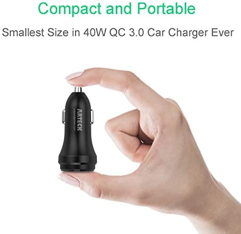 Car Charger, Arteck 40W 2 Quick Charge 3.0 USB Port Adapter with Dual QC 3.0, Compatible iPhone 14, 14 Pro, iPhone 13, 13 Pro, 13 Pro Max, 13 Mini, 12, 12 Pro, 11, iPad, Samsung Galaxy Note And More