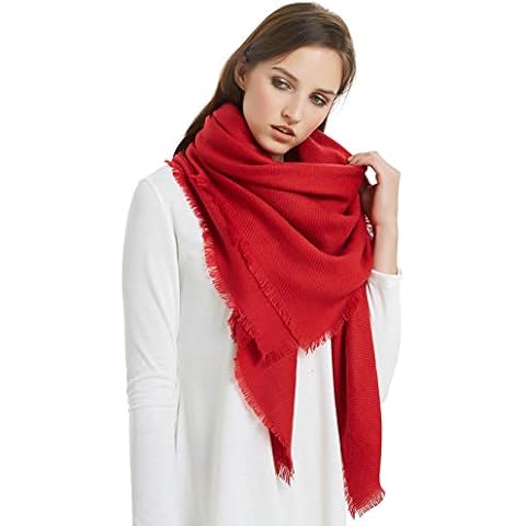 VIVIAN & VINCENT Women's Soft Fall Winter Blanket Scarf Shawls and Wraps for Evening Dress Bridesmaid Wedding Bridal Red Cover
