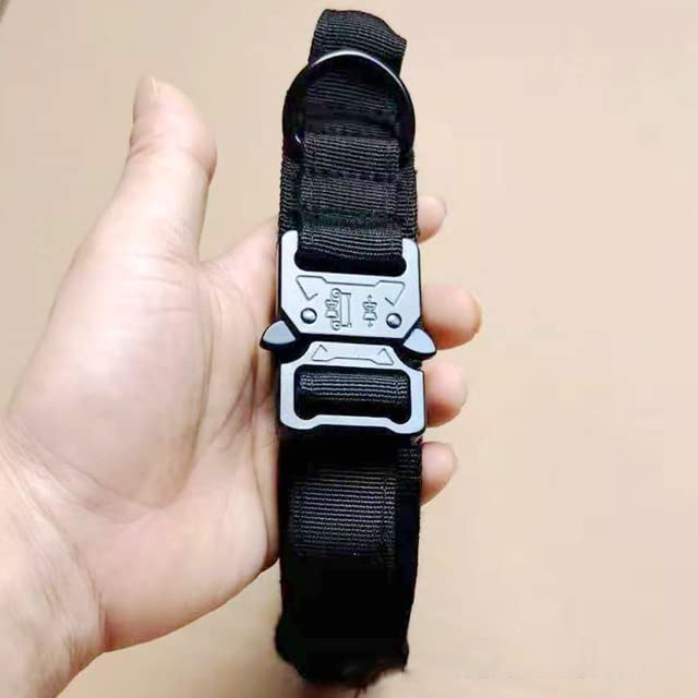 Hundehalsband-Leine-Set Training Verstellbare Halsbänder für große K9 mittelgroße Hunde mit leuchtendem Griff-Schwarz, L42-54cm