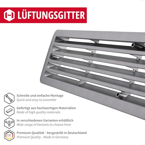 Gedotec Ventilation Grille, Plastic Stainless Steel Look, 1 set - stainless steel look - Image 2