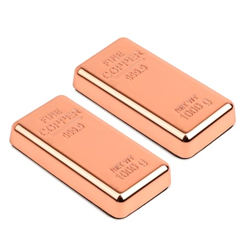 Image of ZAHEPA Realistic Metal Copper Bar Paperweight for Office Table, Fake Copper Biscuit Paper Weight Table Decoration, Prop for Jewellery Shop & Heist Theme, Unique Gift for Home & Office (Pack of 2)