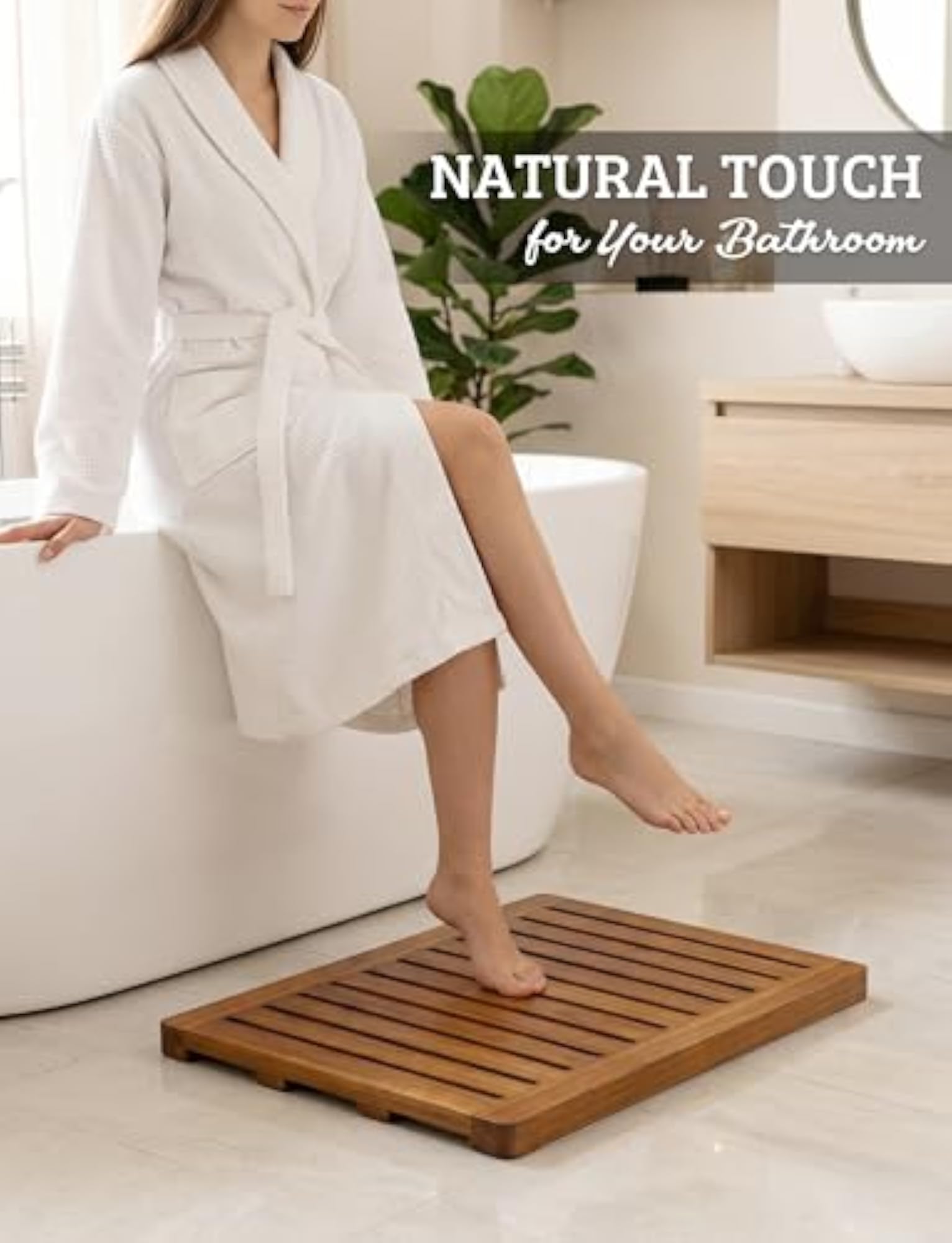 Acacia Wood Non-Slip Shower Mat, Bathroom Accessory