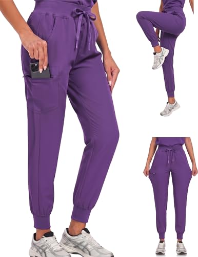 VECARDI Women's Stretch Scrub Jogger Pants High-Waisted with 5 Pockets - image 1