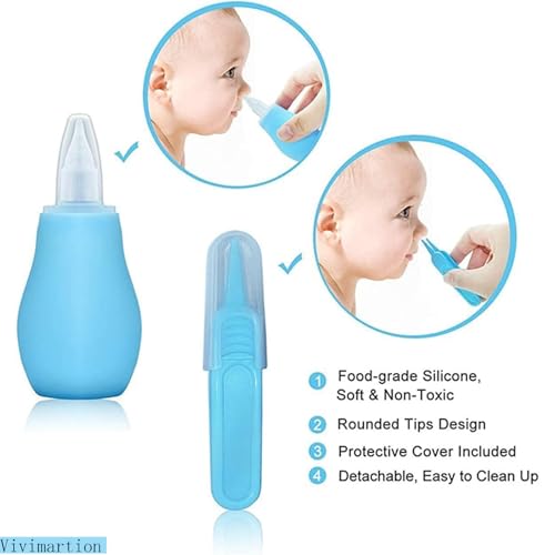 Grooming Kit, Infant Safety Care Set with Hair Brush Comb Nail Clipper Nasal Aspirator,Essentials Kit for Newborn (Blue Grooming kit) - Image 4