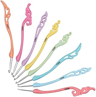 Aeelike Ergonomic Long Handle Crochet Hooks, Novelty Crochet Hooks Set, Pretty Crochet Hook 2.5 3.0 3.5 4.0 4.5 5.0 5.5 6.0 mm UK, Crochet Hooks Sets Soft Grip for Arthritis, Crochet Gifts for Women