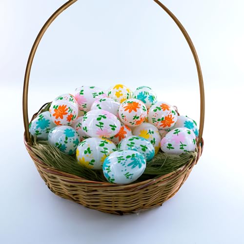Fleurs sur œufs de Pâques en plastique blanc 5,7 cm : décoration suspendue de printemps - 3