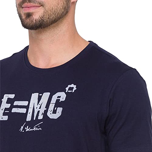 Image of Spykar Navy Blue Coloured Mens Albert Einstein Printed T-Shirt (Size: M)