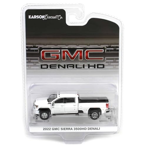 Camión a escala 1:64 GMC Sierra 3500 Denali Dually blanco miniatura 5