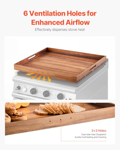 Image of VEVOR Noodle Board Stove Cover, Stove Top Cover Board for Gas Burner & Electric Stove, Acacia Wood Cutting Board with Built-in Handles, RV Stovetop Cover /Kitchen Sink Cover for Counter Space & Tray