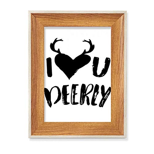 Cadre de photo en bois de bureau Je t'aime Deerly en finition naturelle haut de gamme