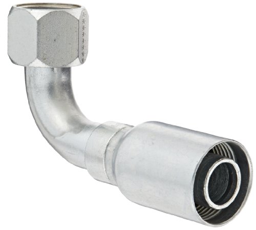 Image of EATON Weatherhead Coll-O-Crimp 16U-676 90 Degree Female Swivel Tube Elbow Fitting, SAE 37 Degree, Low Carbon Steel, 1 inch Hose ID, 1 inch Tube Size