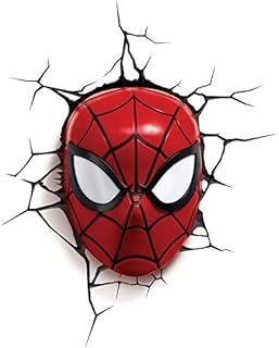 3D Light FX 816733002224 Spiderman Marvel Spider Man Mask 3D Wall Light, Red