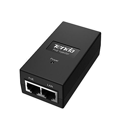 Tenda POE15F Injecteur PoE, Alimentation POE Passif 10/100 Mbps 48 V, 15,4 W Maximum, Plug and Play, Port PoE Fournit Une Alimentation jusqu'à 100 mètres, Noir