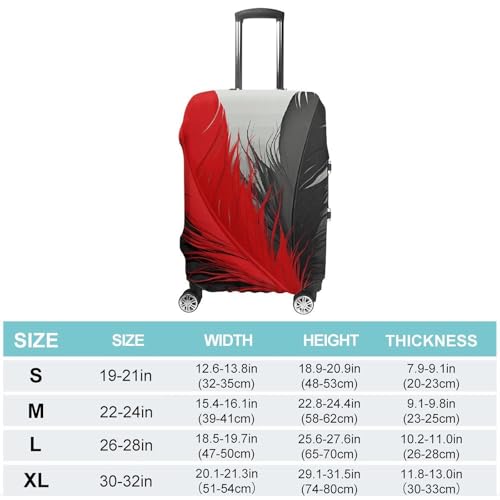 Red And Black Feather Luggage Cover, Washable Elastic Suitcase Cover Protector Fit 18-32 Inch Luggage2