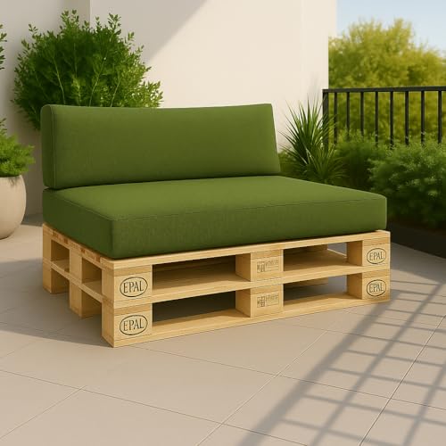 chilly pilley® Bezüge UV für Palettenkissen Palettenauflagen Palettenmöbel Bezüge Sitzkissenbezug Rückenkissenbezug (Sitzkissen 120x80x15cm, Grün UV)