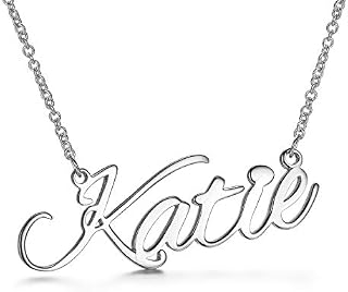 MBSUUH Personalised Name Necklace 925 Sterling Silver/9ct/14ct/18ct Custom Made Any Classic Cursive Nameplate Pendant Jewellery for Women