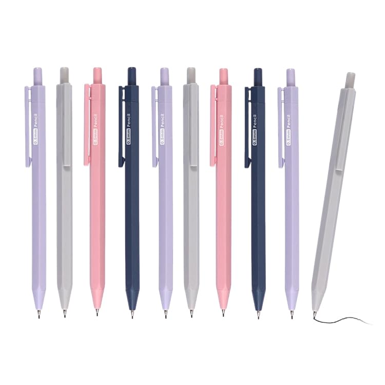 Janrax Pack of 12 0.5mm Hexagon Mechanical Pencils – Hexagonal Grip, Smooth & Precise Writing, Random Colours