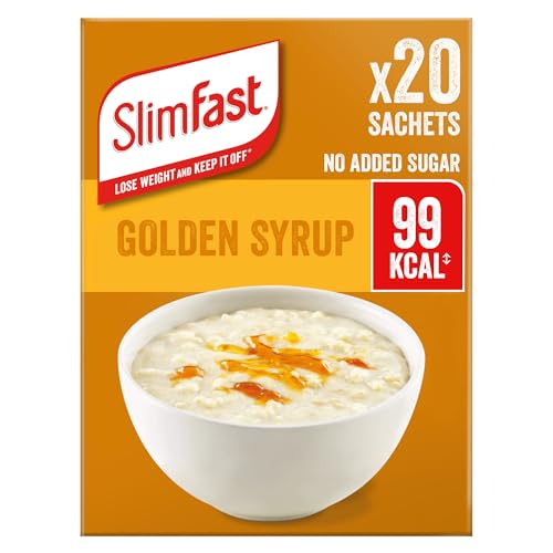 SlimFast Golden Syrup Flavour Porridge, No Added Sugar, High in Protein, 20 x 29g Multipack