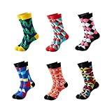 JXCTNNU 6 Pares Calcetines de Algodón para Hombre y Mujer, Fantasía Arte Colorido, Talla Única