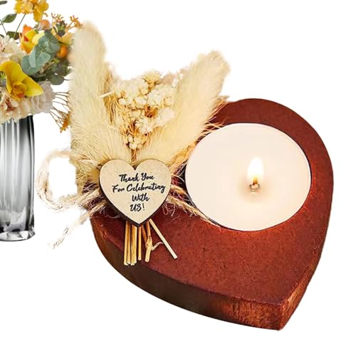 Samuliy Portavelas de boda para mesas, candelabro de madera en forma de corazón, decoración romántica de escritorio, portavelas portátil para centro de mesa