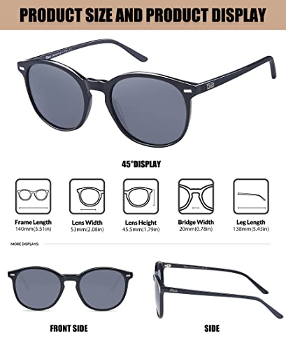 Duco Retro Round Uv400 Polarized Sunglasses For Women Men Vintage Shades Classic Acetate Trendy Fashion Sunglass Dc1230 #TOP3