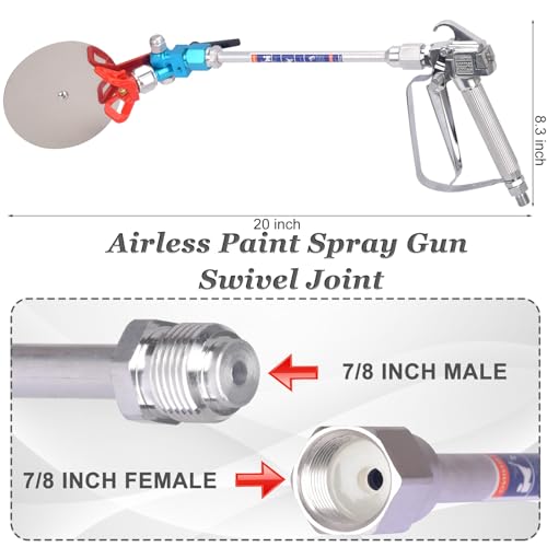 JWGJW Airless Paint Spray Gun 3600PSI with Spray Guide Accessory Tool,A 517 Nozzle TIP and 10 Inch Airless Extension Rod,for Graco Titan Airless Hose Sprayers.