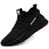 NASONBERG Sicherheitsschuhe Herren Leicht Arbeitsschuhe Damen Arbeitsschutzschuhe Stahlkappenschuhe Atmungsaktiv mit Stahlkappe, 00schwarz 41 EU