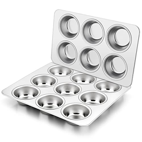 Stainless Steel Muffin Pan. TeamFar 12Cup Muffin Pan, Stainless Steel