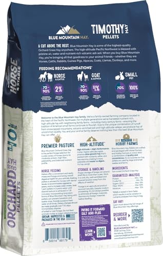 Blue Mountain High Altitude Horse Hay Pellets | Ultra Premium Alfalfa, Timothy, Orchard, Teff Hay | Nutrient Dense | Cattle, Sheep, Alpaca, Rabbits (40 LB, Orchard Grass) - Thumbnail 6