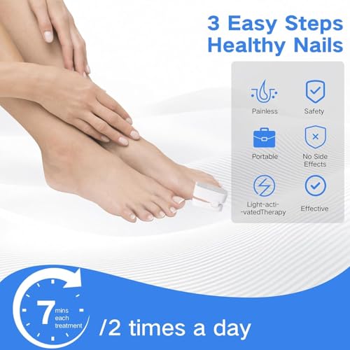 Dispositivo Trattamento Laser Micosi Unghie, Dispositivo Laser Dei Funghi Unghie Indolore Per Mani E Punta Migliorare Unghie Danneggiate 7 Minuti Al Giorno, Luce Infrarossa 910Nm E Blu 460Nm - 7