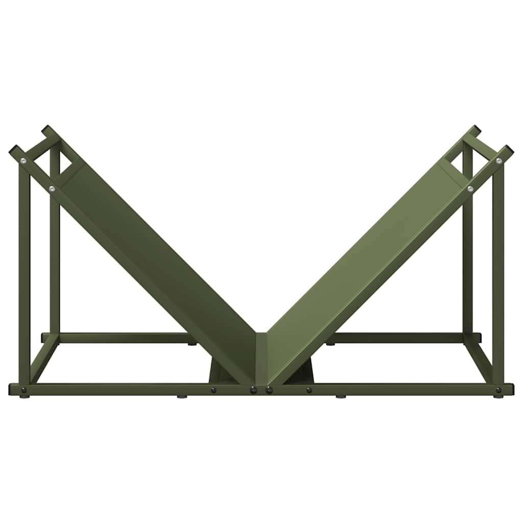 Brennholzregal Olivgrün aus kaltgewalztem Stahl 70 x 43 x 34,5 cm für Feuerholz, Brennholzständer für Ordnung, bis 100 kg Traglast, Kamin Ofen Terrasse