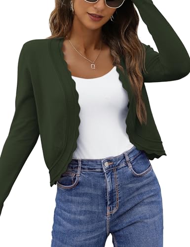 Image of OmicGot Women's Long Sleeve Cardigan Sweaters Open Front Cropped Bolero Shrugs for Dresses S-XL