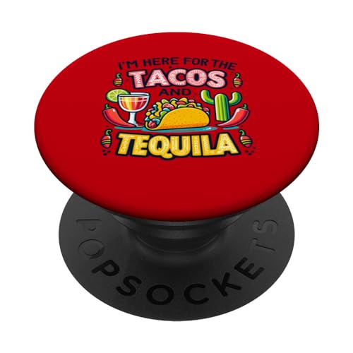 Tacos Tequila et Poivrons Fiesta Cactus & Fun PopSockets PopGrip Interchangeable