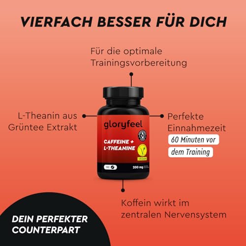 Caffeine L-Theanine Hochdosiert - 150 Tabletten mit 200mg Koffein und 200mg L-Theanin - 100% vegan und laborgeprüft - id
