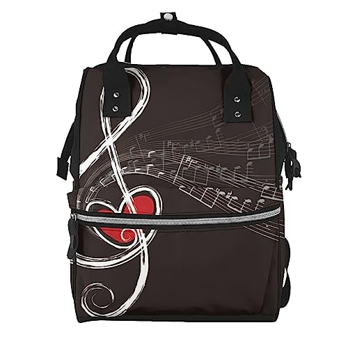 Sac à dos ordinateur musique cœur rouge pour le voyage et le quotidien