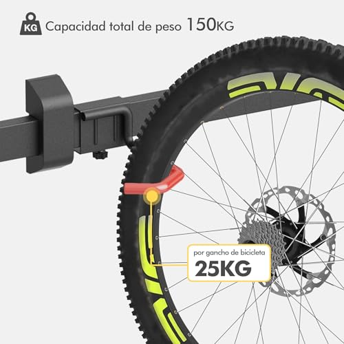 Miniatura 3 de Mimoke Montaje En Pared Para 6 Bicicletas Ganchos Ajustables Para Un Almacenamiento Seguro De Bicicletas Solución De Organización Para El Hogar Y El Garaje