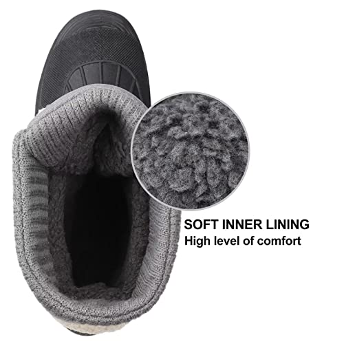 Knixmax Outdoor Winterstiefel Damen Warm Gefütterte Schneestiefel Winterschuhe mit wasserdichtem Obermaterial und rutschfesten Sohlen Geeignet für die Schneesaison im Winter Grau EU40