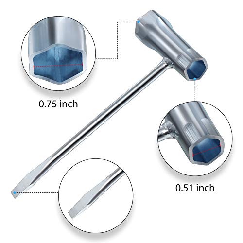 Mudder Chainsaw Scrench, 2 Pieces Bar T-Wrench Spanner Tools and Star T-Wrench Replacement Combination Screwdriver and Wrench 13 by 19 mm Chainsaw Wrench Scrench