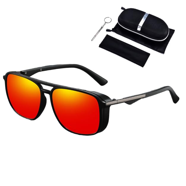 Image of PROBEROS Polarized Sunglasses for Men & Women Stylish, UV400 Protected, Full Rim Square Sunglasses with Case and Storage Bag