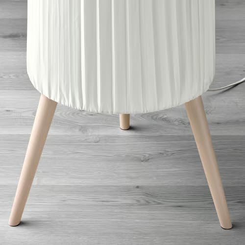 Modern Floor Lamp - White Pleated Shade, Beech Wood Tripod Legs - Stylish Living Room, Bedroom or Office Lighting - Contemporary Design, Sturdy Wood Base, Soft Ambient Light