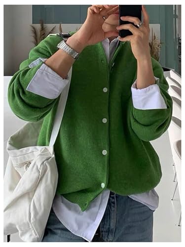 Floerns Men's Drop Shoulder Long Sleeve Button Down Crewneck Cardigan Sweater2